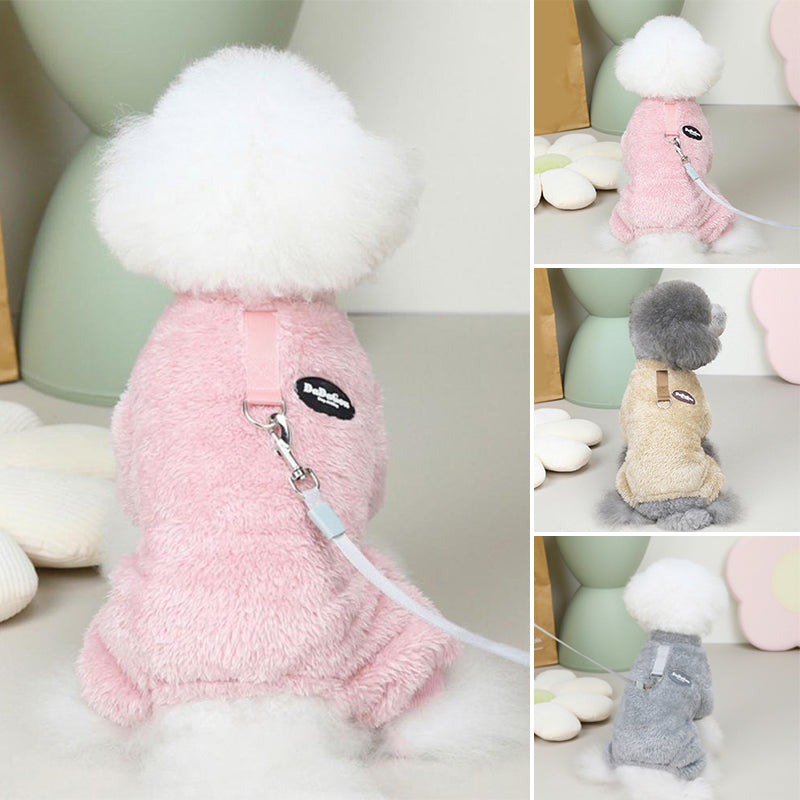 CozyPaw – Fleece'owy Kombinezon dla Zwierząt z Pierścieniem do Smyczy