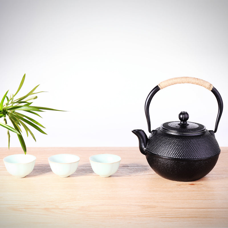 Japońska Żeliwna Czajniczek z Uchwytem – Czajnik, Żeliwo, Czarny