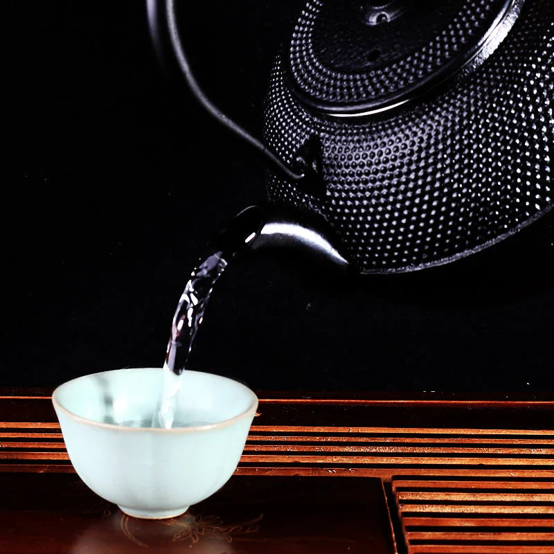 Japońska Żeliwna Czajniczek z Uchwytem – Czajnik, Żeliwo, Czarny