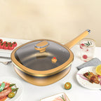 Wok z Żelaza z Powłoką Non-Stick – Ze Szklaną Pokrywką