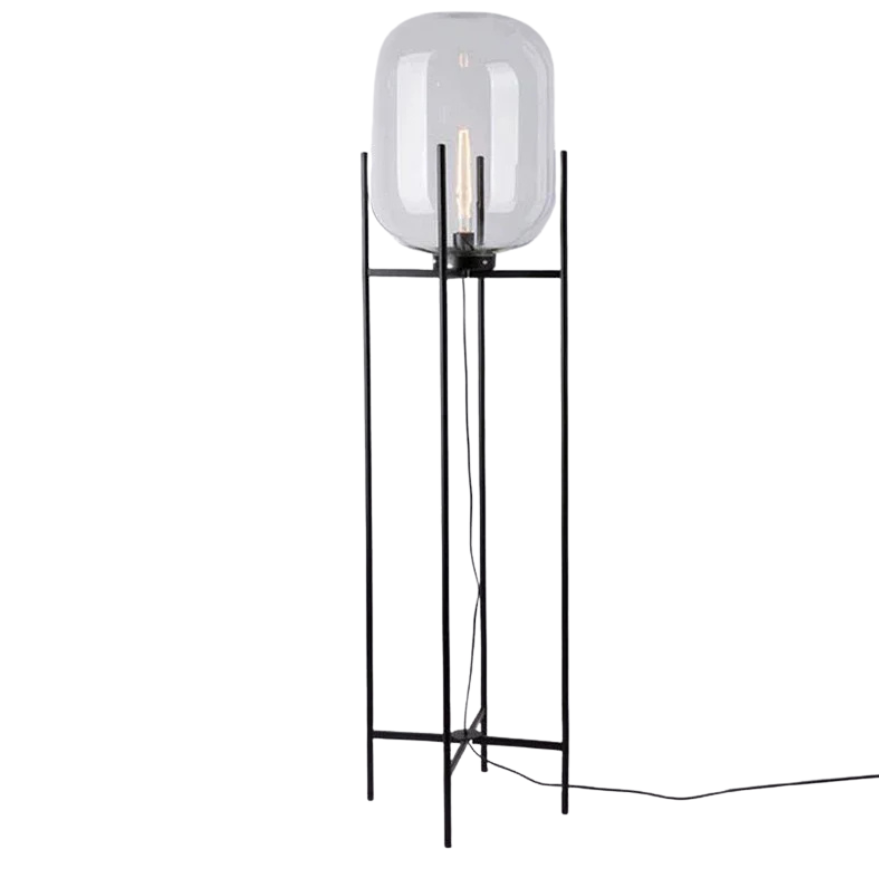 Lampa Podłogowa Riva LED ze Szkła Dymionego i Metalu