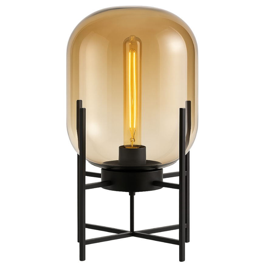 Lampa Podłogowa Riva LED ze Szkła Dymionego i Metalu