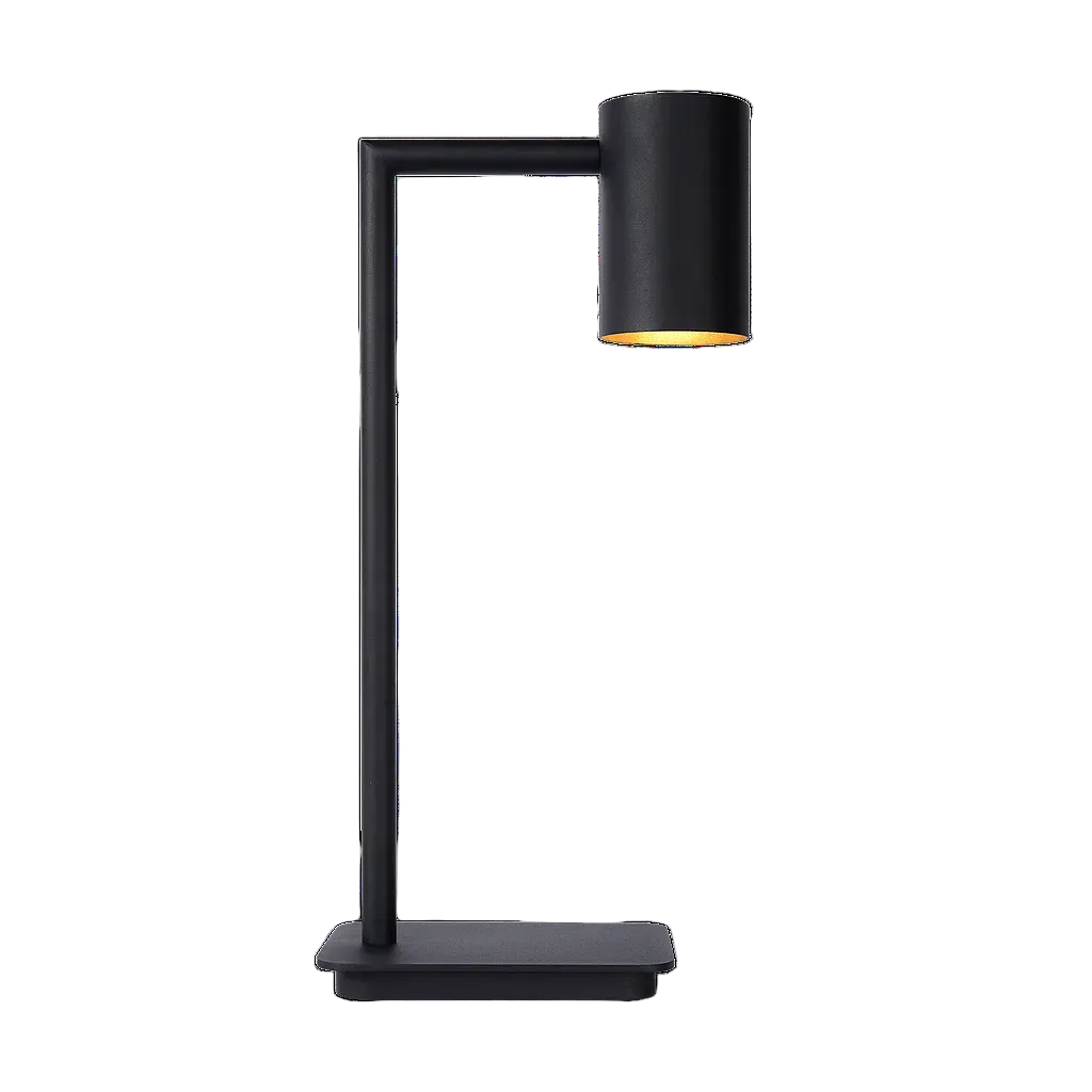 Lampa Stołowa Bisho – Metalowa Lampa Stołowa Czarno-Złota z Gwintem GU10