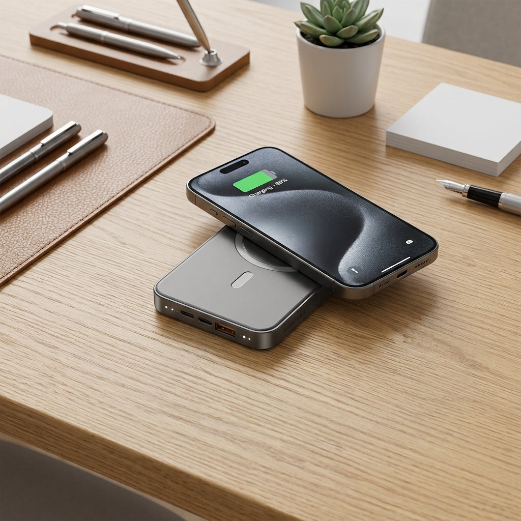 Magnetyczny Powerbank 10000 mAh - Ładowanie Bezprzewodowe i Przewodowe