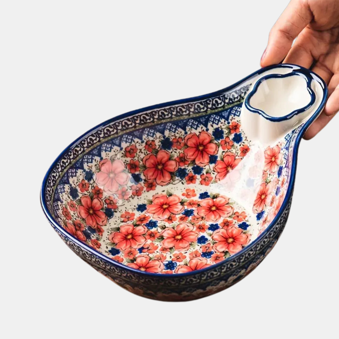 Ceramiczna Miska Z Wbudowaną Przegródką Na Sos – Ceramika, Wielokolorowa