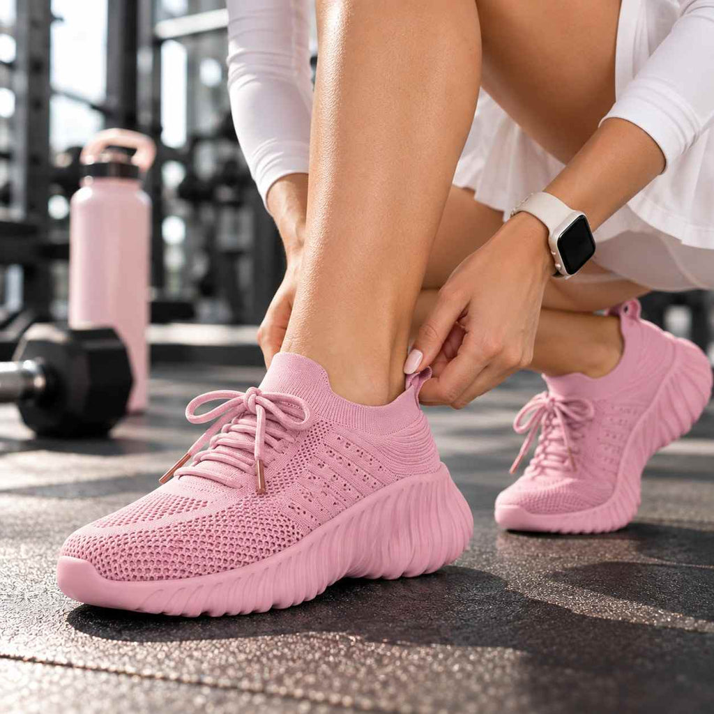 Damskie Sneakersy Sznurowane - EVA, PVC i Bawełna ze Wsparciem Łuku Stopy