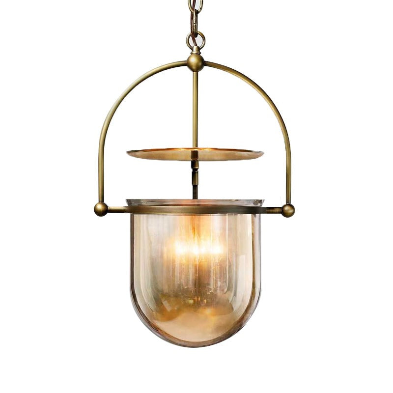 Lampa Wisząca 3-Punktowa | Kopułowe Klosze Szklane | Czarna i Mosiężna Rama