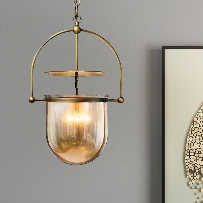 Lampa Wisząca 3-Punktowa | Kopułowe Klosze Szklane | Czarna i Mosiężna Rama