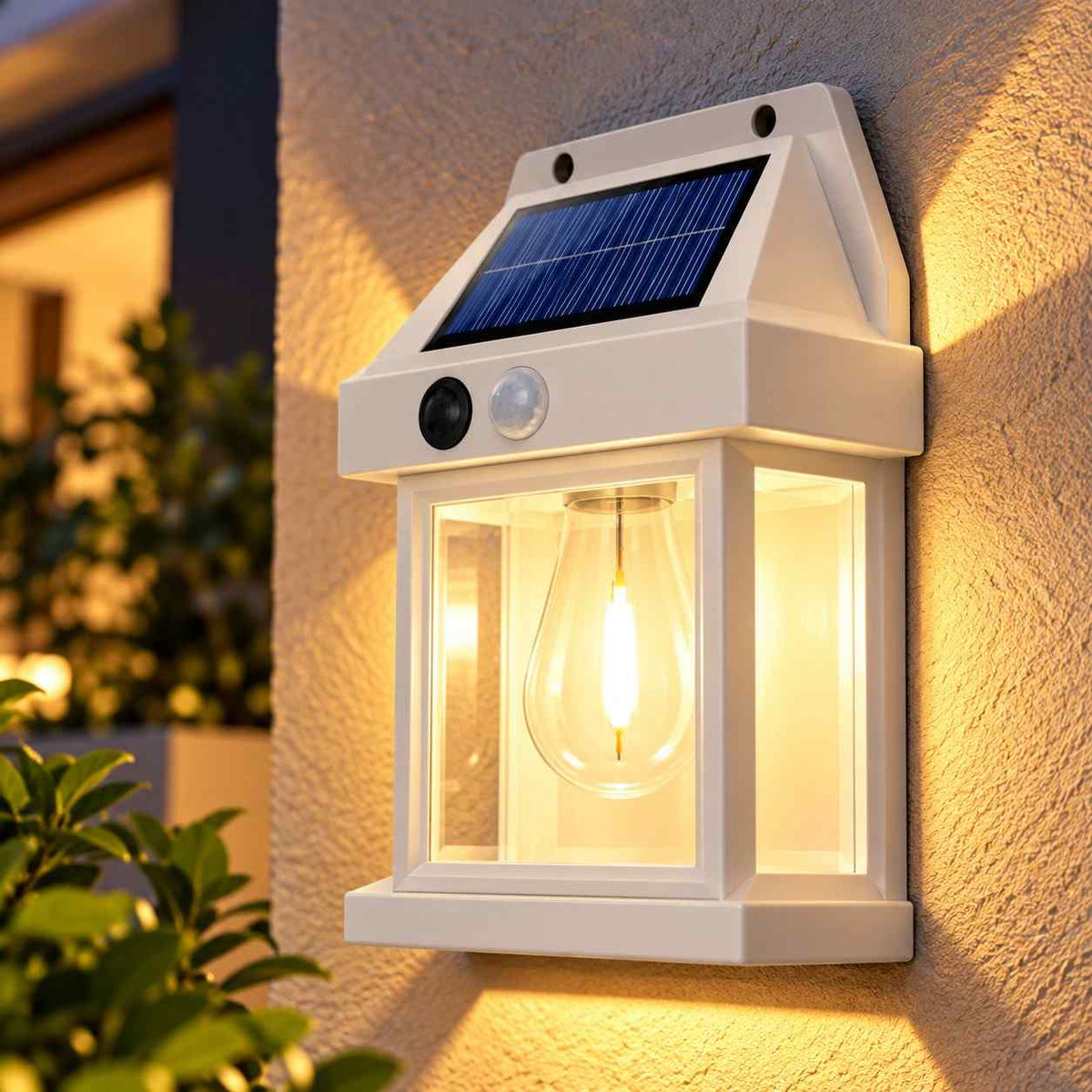 Solarna Lampa Ogrodowa Ścienna - Ciepłe Białe LED i Obudowa do Użytku Zewnętrznego