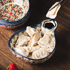 Ceramiczna Miska Z Wbudowaną Przegródką Na Sos – Ceramika, Wielokolorowa