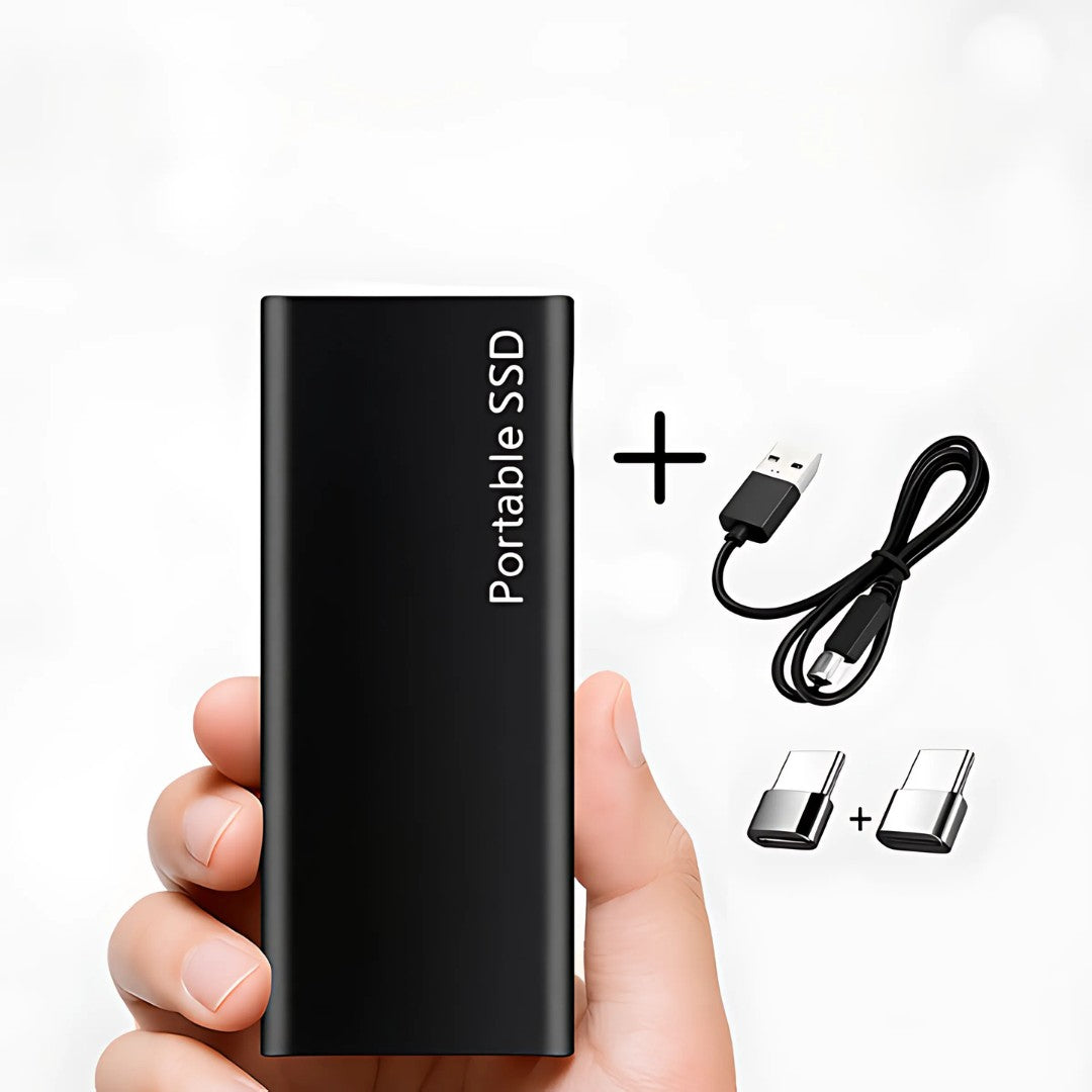 Tragbarer 2-TB-Datenspeicher | USB-C-Verbindung | Kompaktes Gehäuse für Dateien