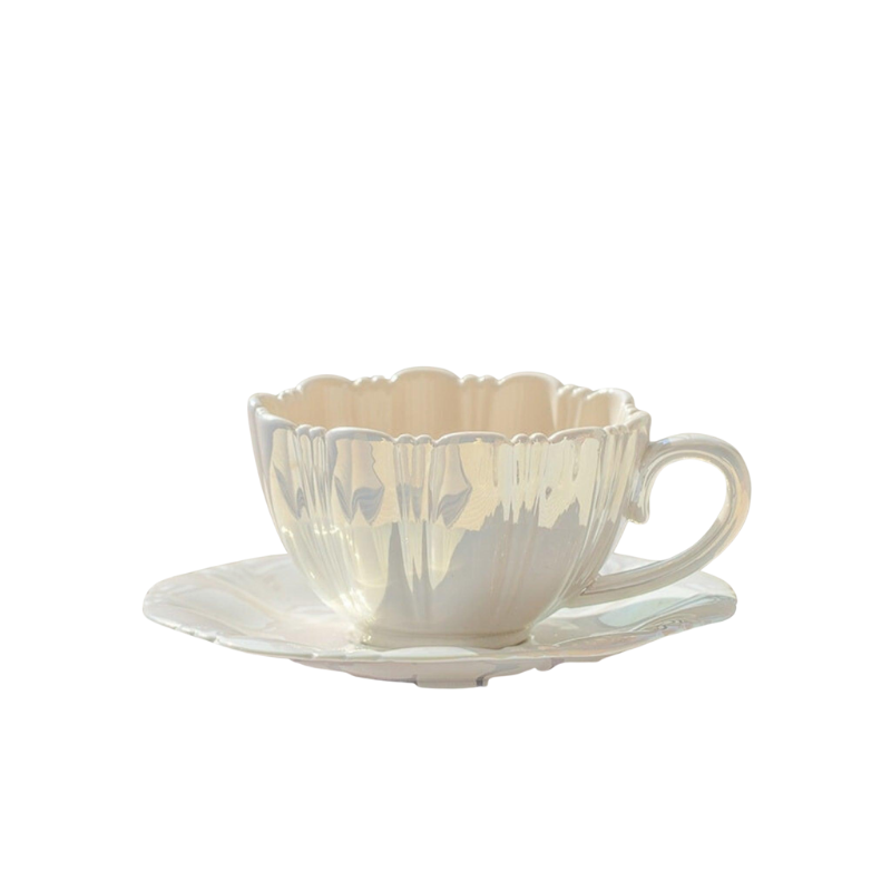 Filiżanka Z Porcelany W Kształcie Kwiatu Ze Spodkiem – Zestaw Do Kawy I Herbaty