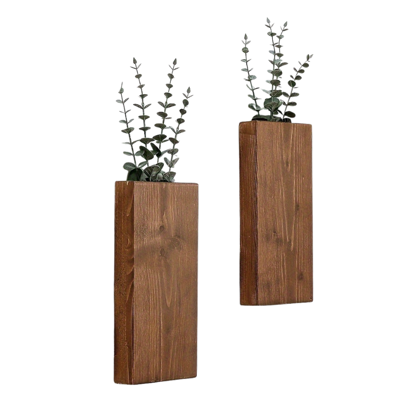 Drewniana Waza Ścienna - Wazon Dekoracyjny do Montażu na Ścianie