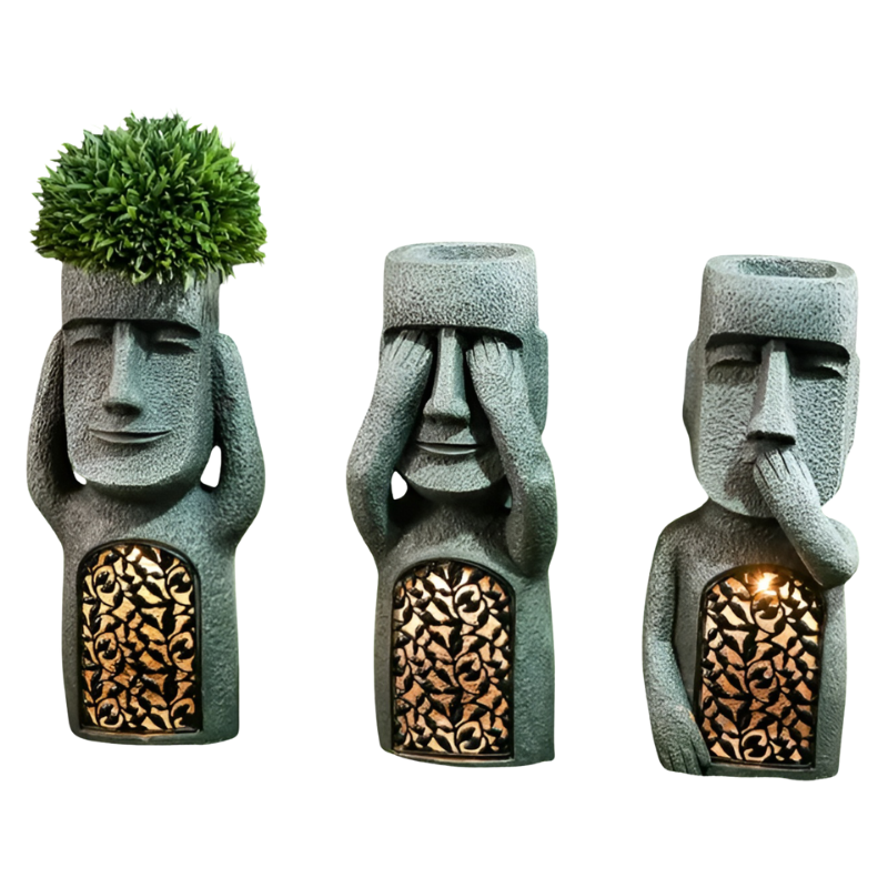 Figury Ogrodowe Solarne LED - Zestaw 3 Figur z Żywicy