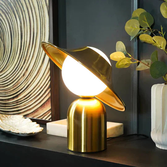 GlamourLight Lampa Stołowa – Metal/PC, Złoty, Oświetlenie Wnętrza