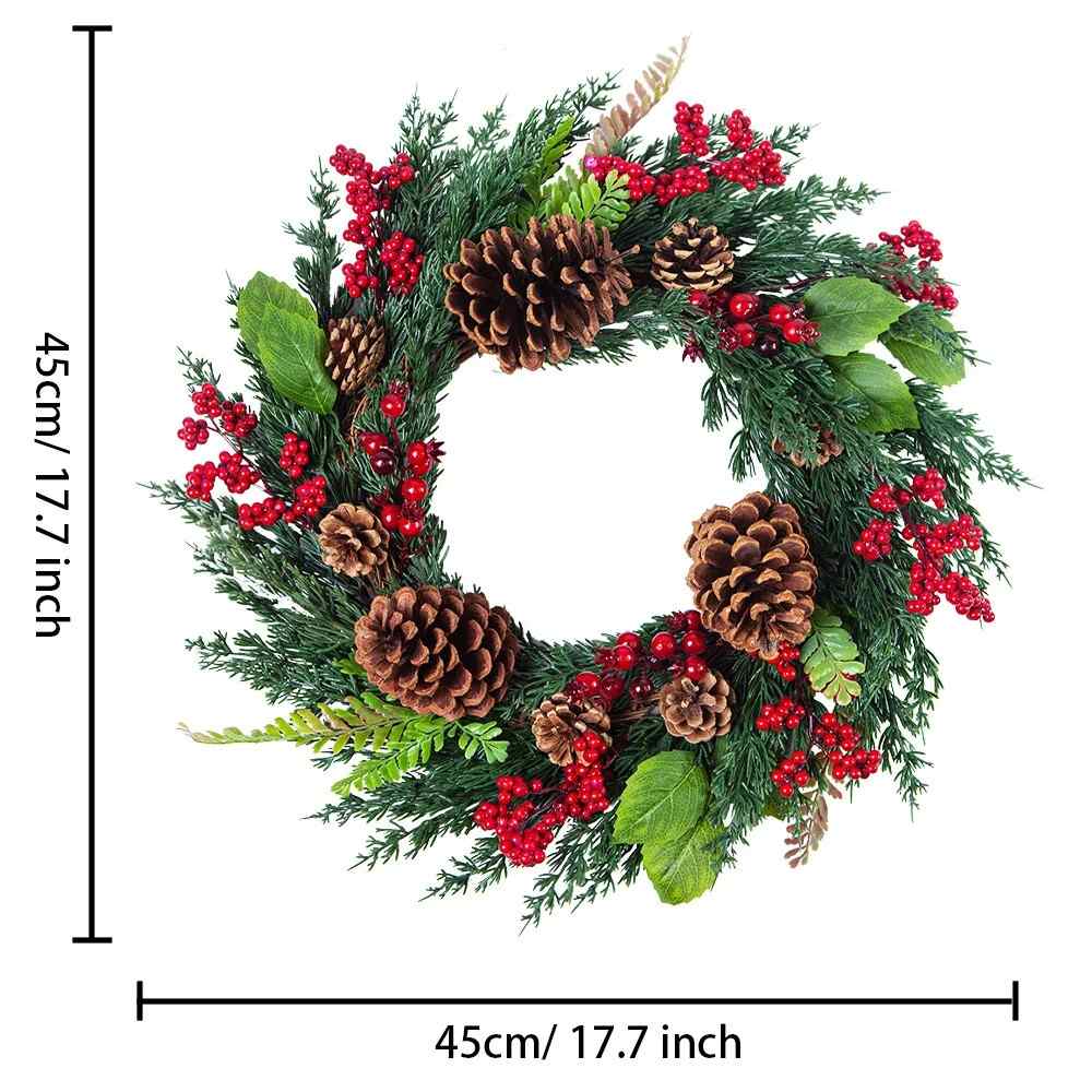 Wieniec Bożonarodzeniowy z Czerwonymi Jagodami - Sztuczna Dekoracja Wisząca 45 cm