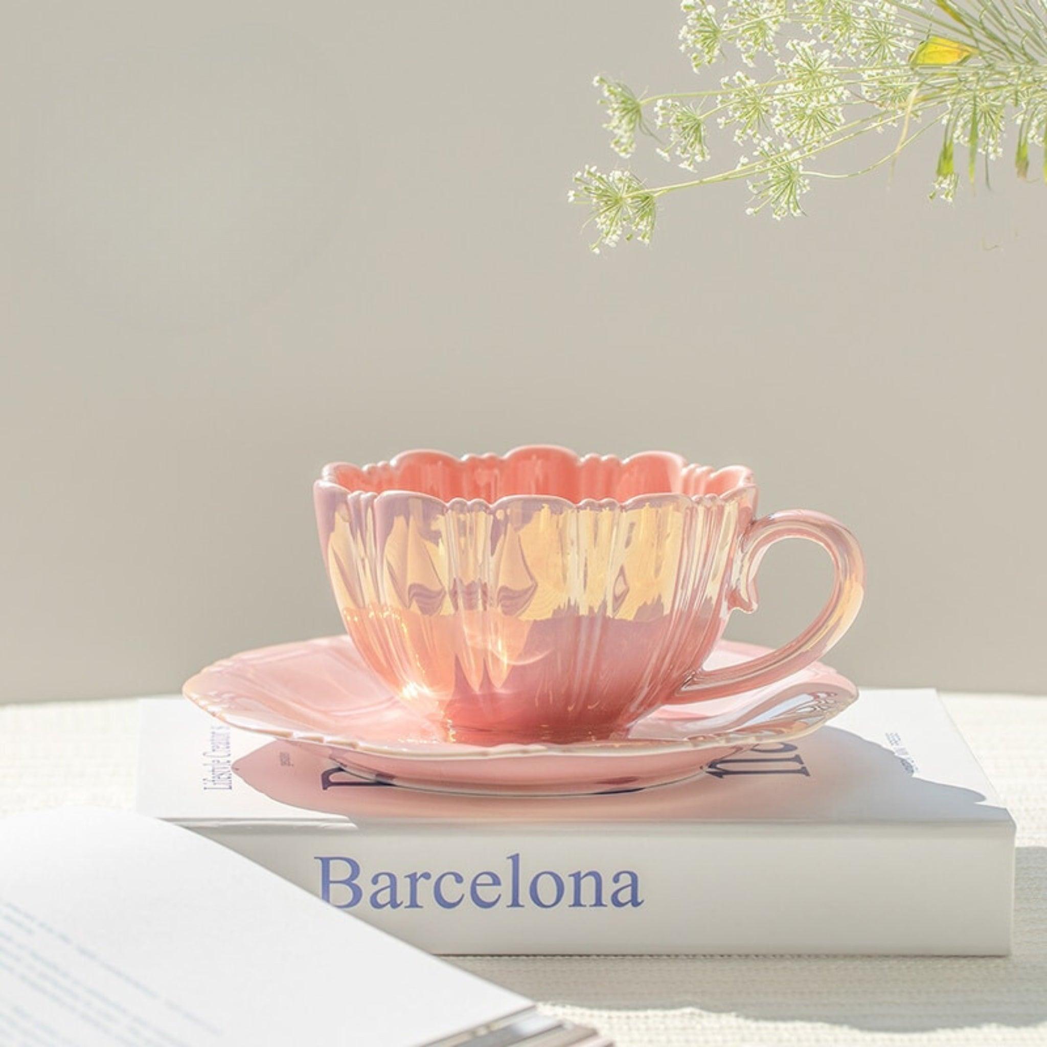 Filiżanka Z Porcelany W Kształcie Kwiatu Ze Spodkiem – Zestaw Do Kawy I Herbaty