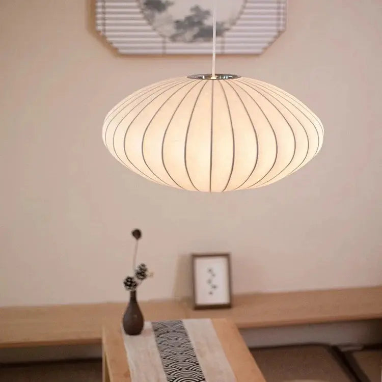 Lampa Wisząca Tsukiyo Silk – Jedwab i Drewno
